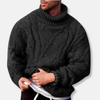 R&B | Rollkragen Wollmischung Lockere Passform Zopfmuster Pullover