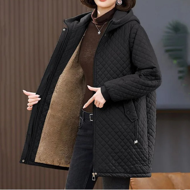 R&B | Warme fleecegefütterte gesteppte Jacke in einfarbiger Ausführung mit Reißverschluss Ideal für Herbst/Winter
