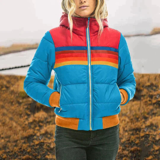 R&B | Gestreifte Gesteppte Jacke Legere Oberbekleidung