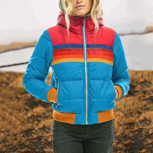 R&B | Damen Retro Colorblock Steppjacke