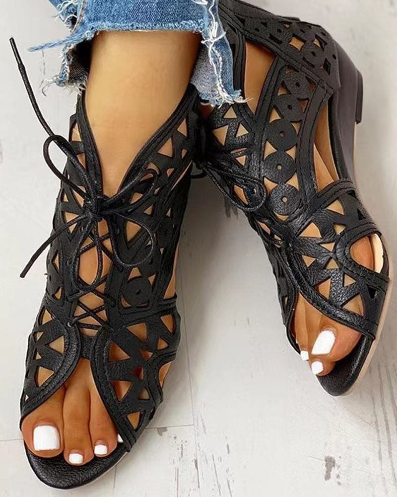 R&B | Flache Sandalen Im Ethnischen Stil mit Aussparung
