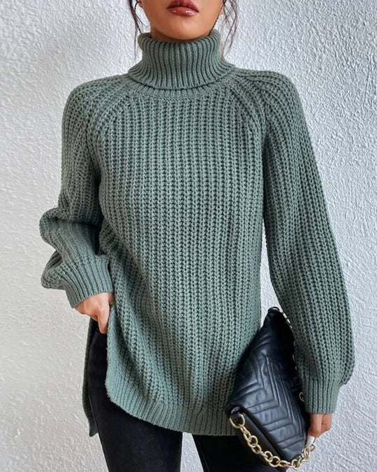 R&B | Pullover - Damen Herbst Strick Rollkragen mit lockerer Passform