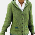 R&B | Woll Kapuzencardigan Knopf-Front Rippenstrickcardigan
