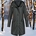 R&B | Kapuzenregenjacke Lässige Passform Mid Thigh Regenjacke