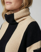 R&B | Pullover - Damen Herbst Hochkragen Zweifarbiger Strickpullover