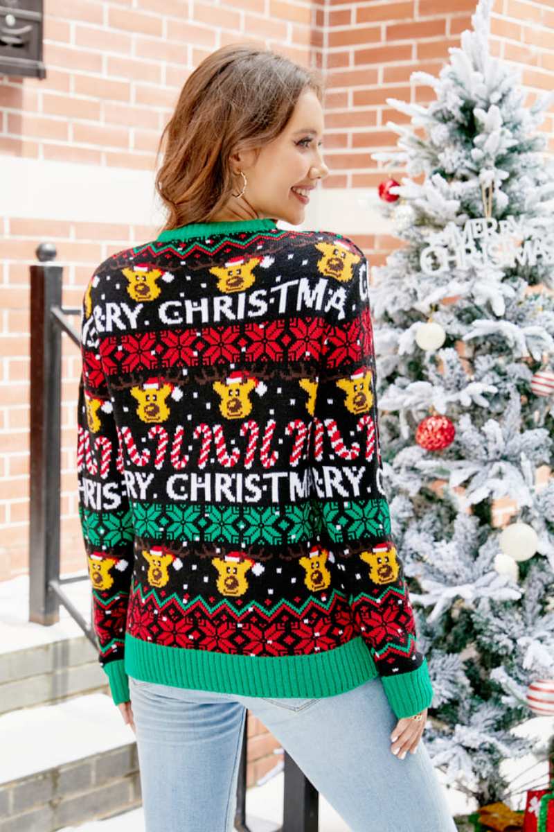 R&B | Weihnachts Cartoon Rentier Strickpullover