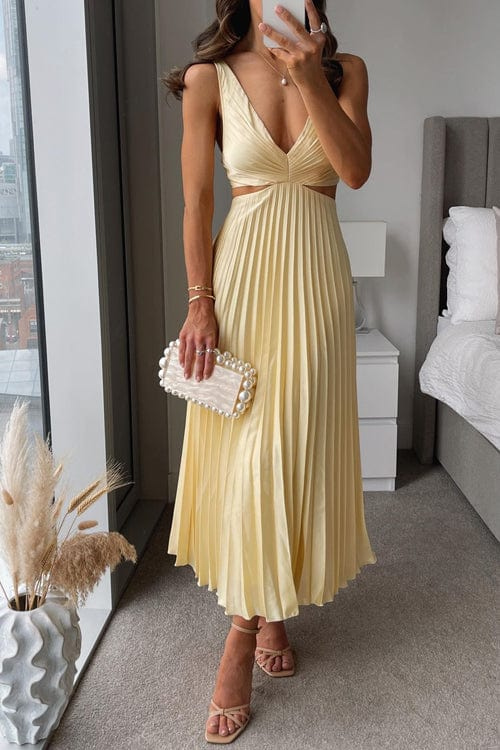 R&B | Damen Plissee Satin Kleid