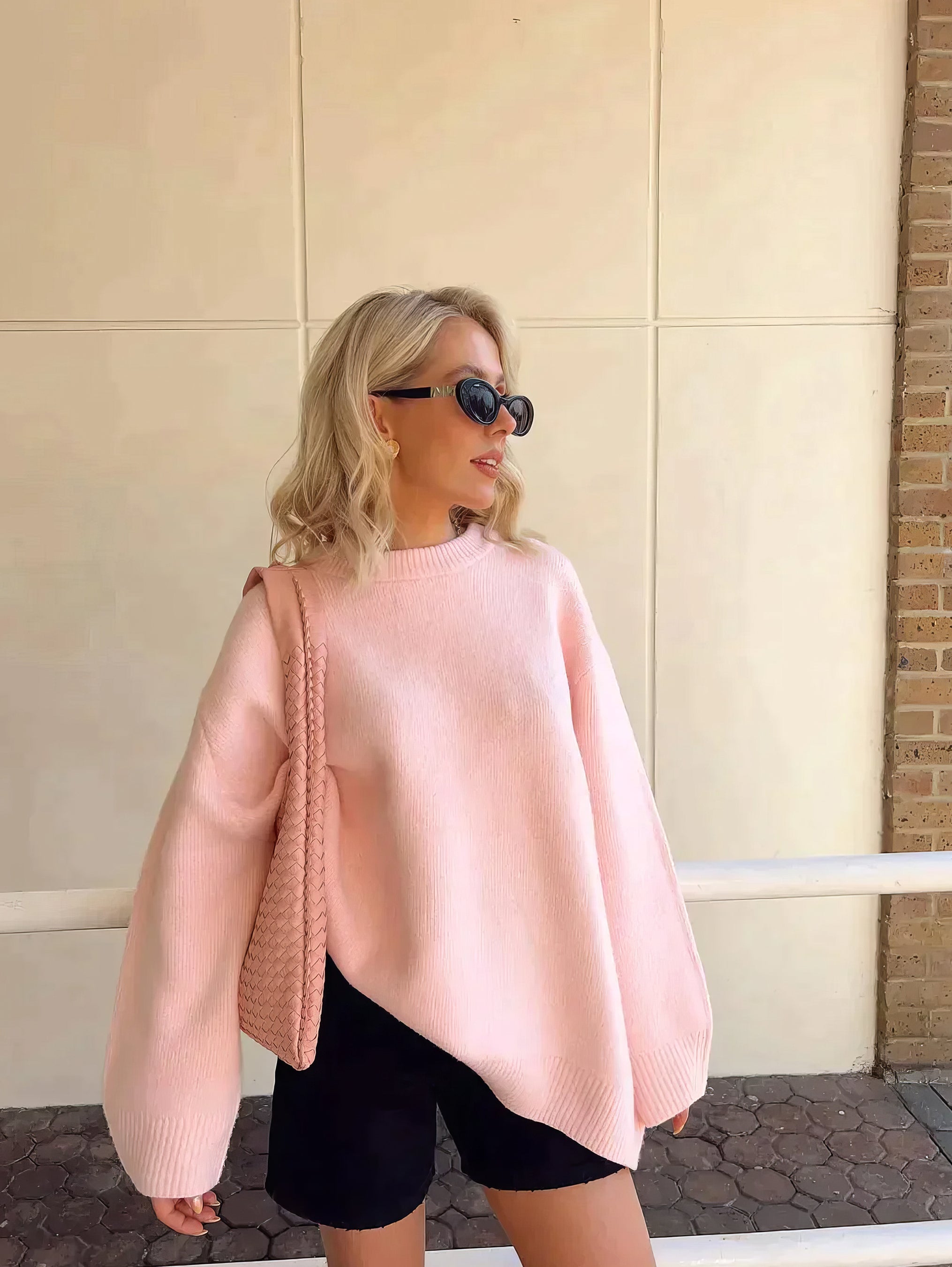 R&B | Preppy Rundausschnitt Gestrickter Pullover