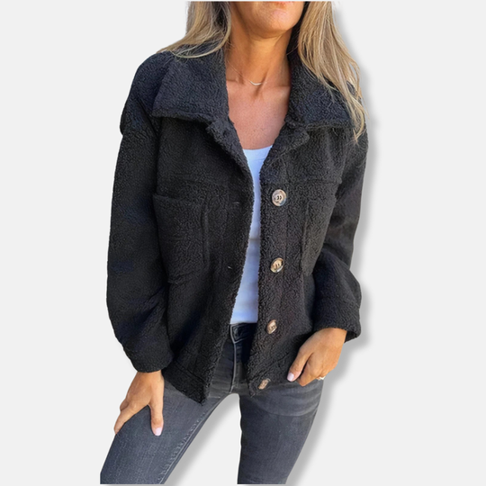 R&B | Sherpa-Jacke - Weiche Flauschige Textur - Lockere Passform - Knopfverschluss und Taschen
