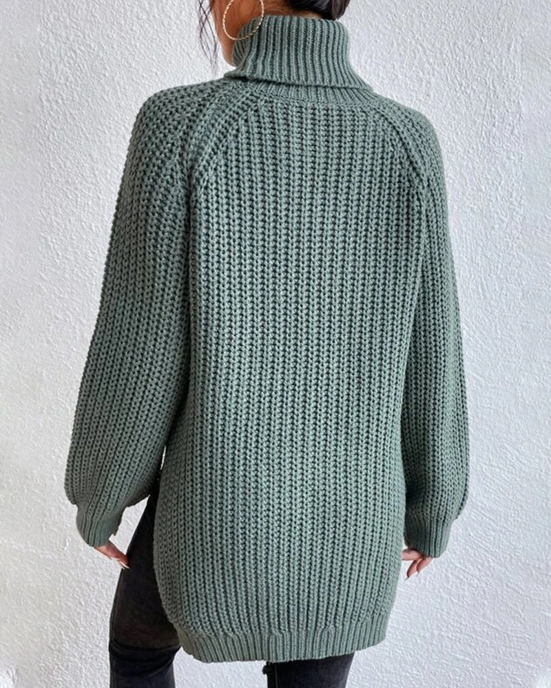 R&B | Pullover - Damen Herbst Strick Rollkragen mit lockerer Passform