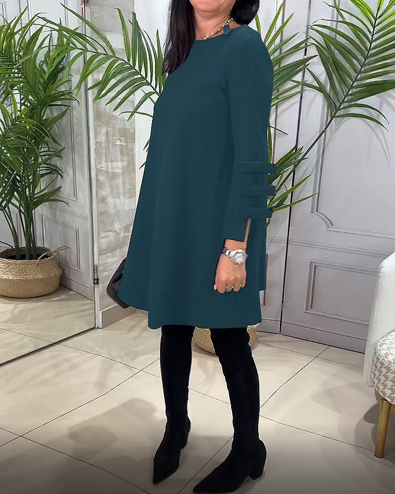 R&B | Knielanges Kleid mit Langen Ärmeln