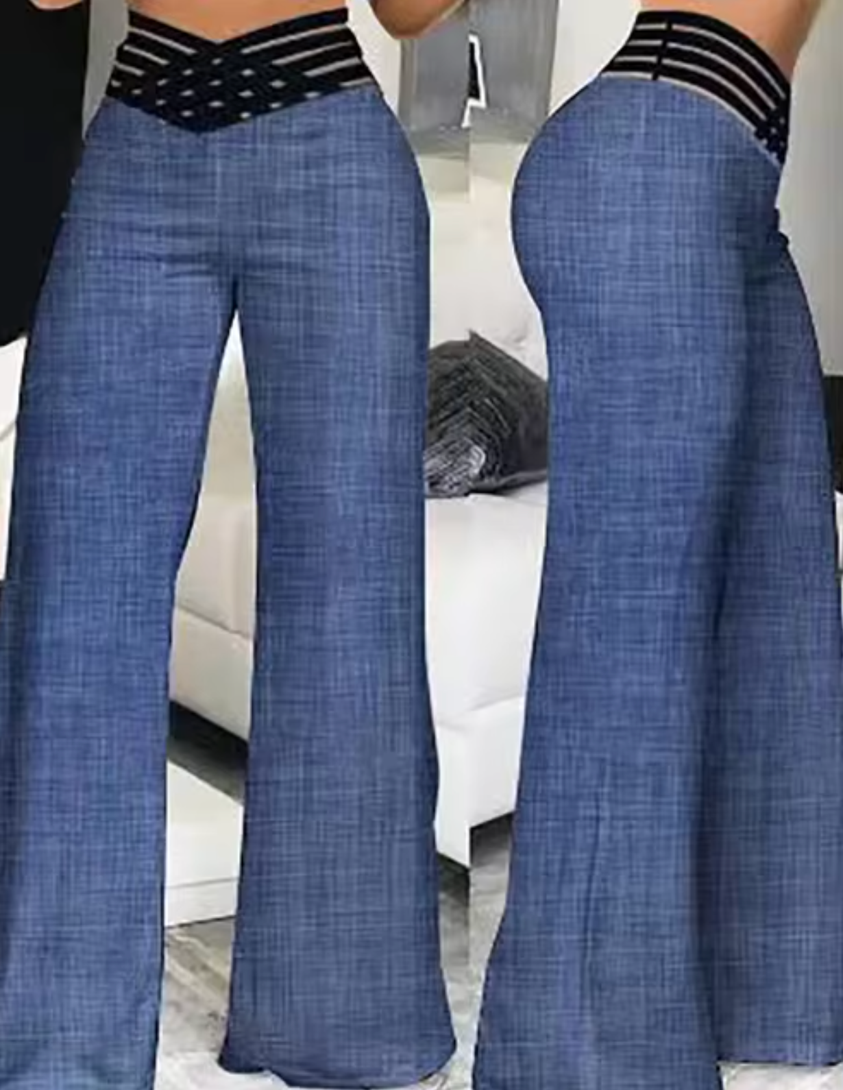 R&B | Hochtaillierte Flachbund-Hose mit Überkreuzten Beinen
