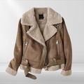 R&B | Damen Fleece Sherpa Bomberjacke mit Reißverschluss