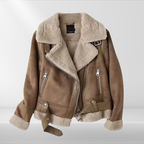 R&B | Damen Fleece Sherpa Bomberjacke mit Reißverschluss