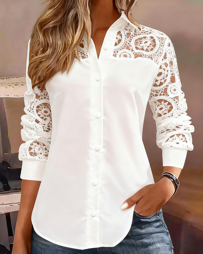R&B | Uni Farbe Revers Spitze Patchwork