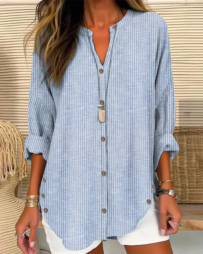 R&B | Charm Of Casualness Locker Geschnittene Gestreifte Bluse