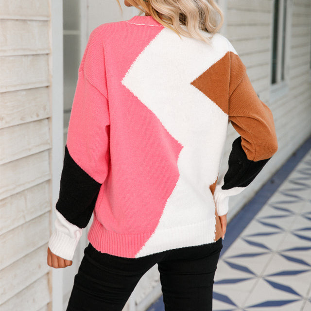 R&B | Pullover in Kontrastfarbe mit Geripptem Saum
