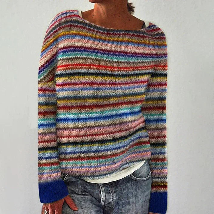 Elegante gestreifte Pullover mit langen Ärmeln