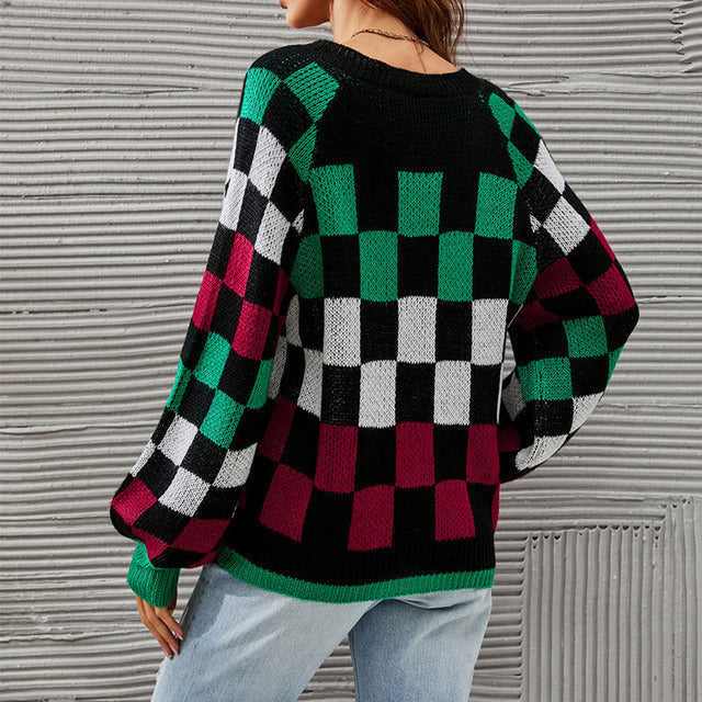 R&B | Gepunkteter Strickpullover mit Ballonärmeln Polyester Elegant, Bequem