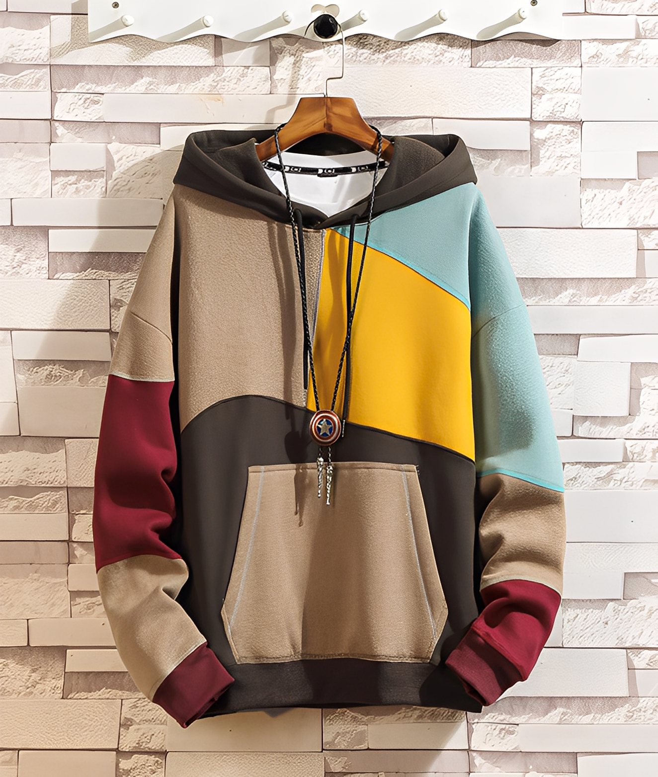 R&B | Farbiger, Lockere Hoodie für Männer