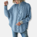 R&B | Wolle Übergröße Rollkragenpullover Kabelstrickpullover