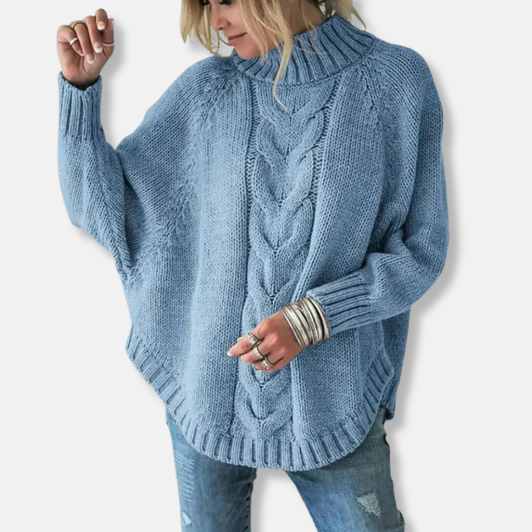R&B | Wolle Übergröße Rollkragenpullover Kabelstrickpullover