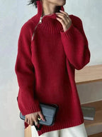 R&B | Roter Pullover mit hohem Halsausschnitt