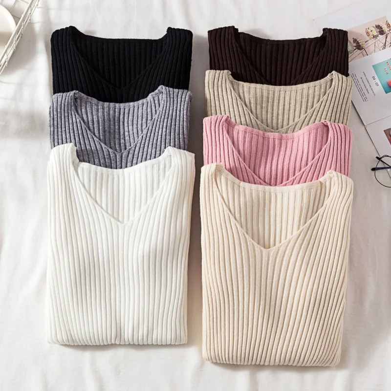 R&B | Pullover - Slim-Fit Rippstrick V-Ausschnitt Pullover