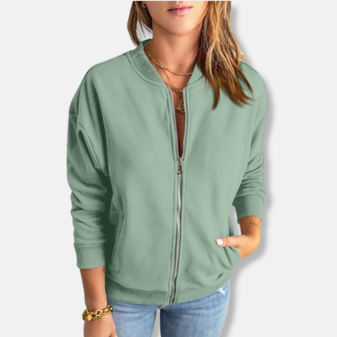 R&B | Jacke Leichtes Design Lockere Passform Reißverschluss Rippkante Lässiger Look