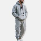 R&B | Trainingsanzug Lässige Passform Halb Reißverschluss Kapuzenpullover Baumwollmix Cargo-Hose