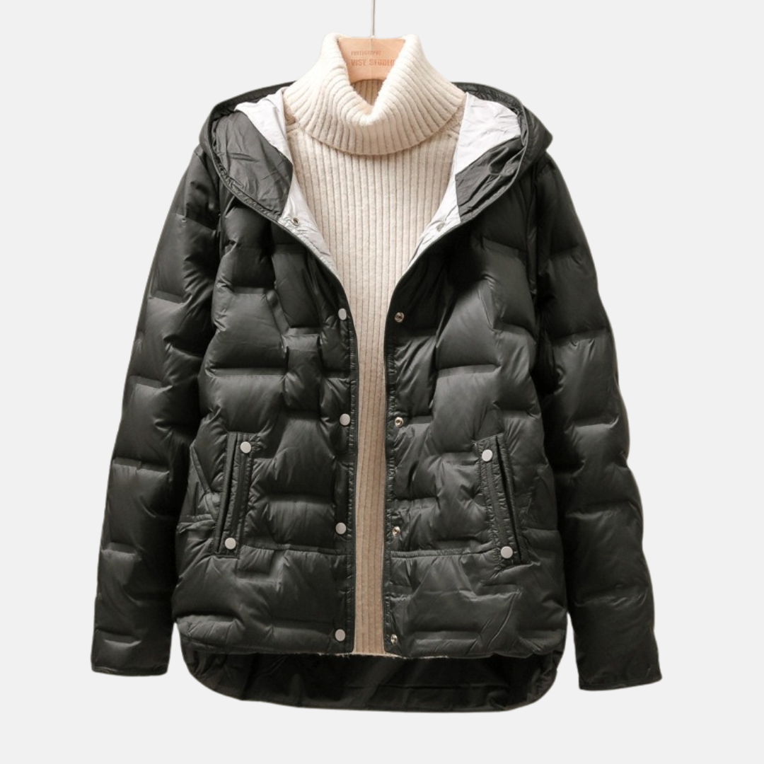 R&B | Jacke Gequiltet Puff Abnehmbare Kapuze Druckknopfverschluss