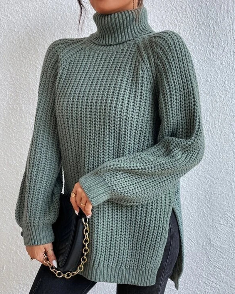 R&B | Pullover - Damen Herbst Strick Rollkragen mit lockerer Passform