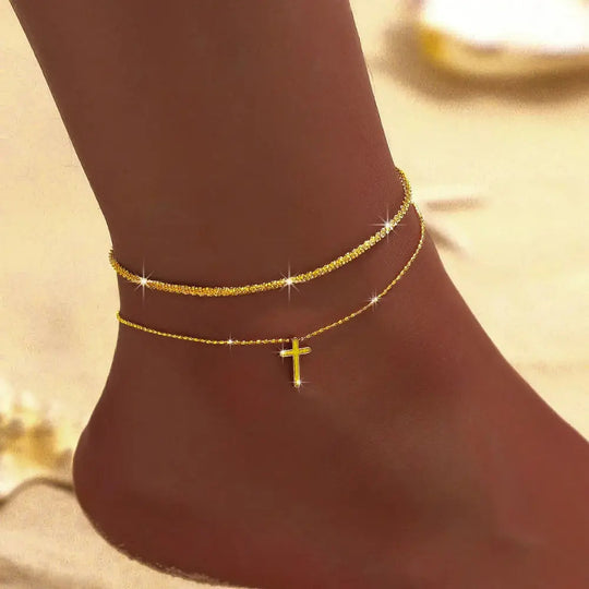 R&B | Chic Silber/Gold Doppel Fußkettchen