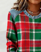 R&B | Sweatshirt mit Karo Patchwork