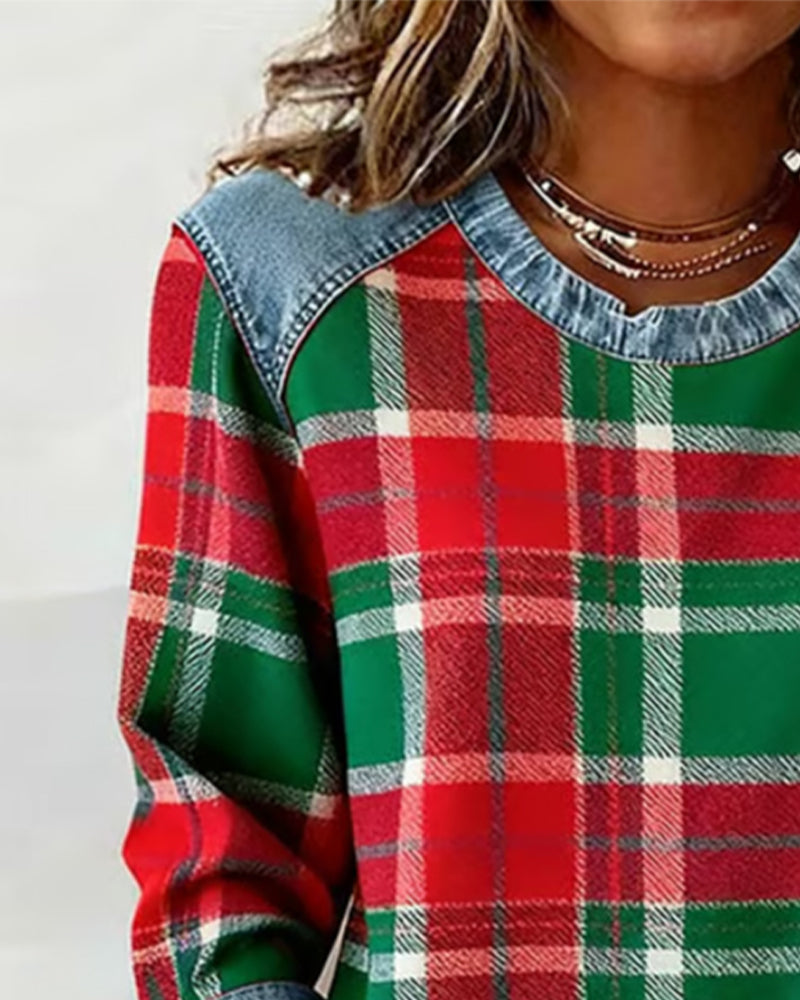 R&B | Sweatshirt mit Karo Patchwork