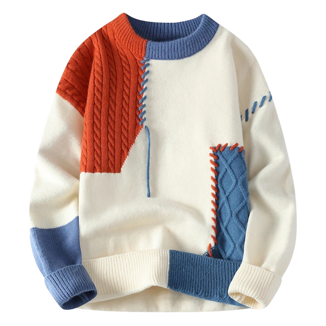 R&B | Sweater mit Patchwork Einzigartiges Design Weich und Warm