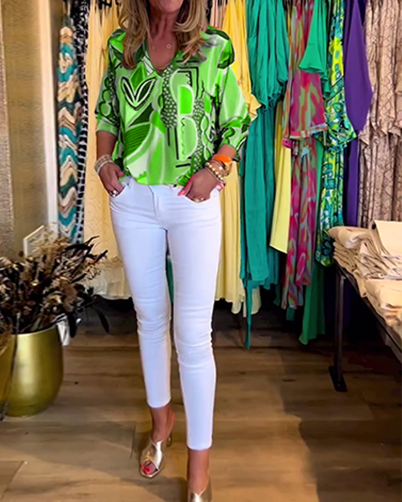 R&B | Bunte Langärmlige Bluse mit Print