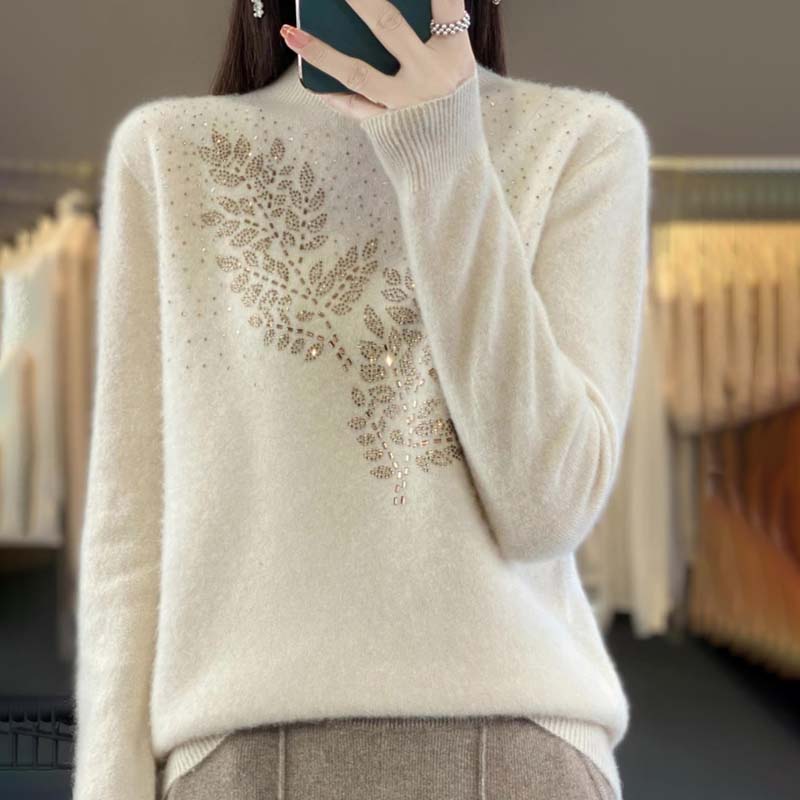 R&B | Strickpullover Mit Zartem Blättermuster