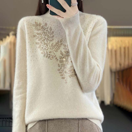R&B | Strickpullover Mit Zartem Blättermuster