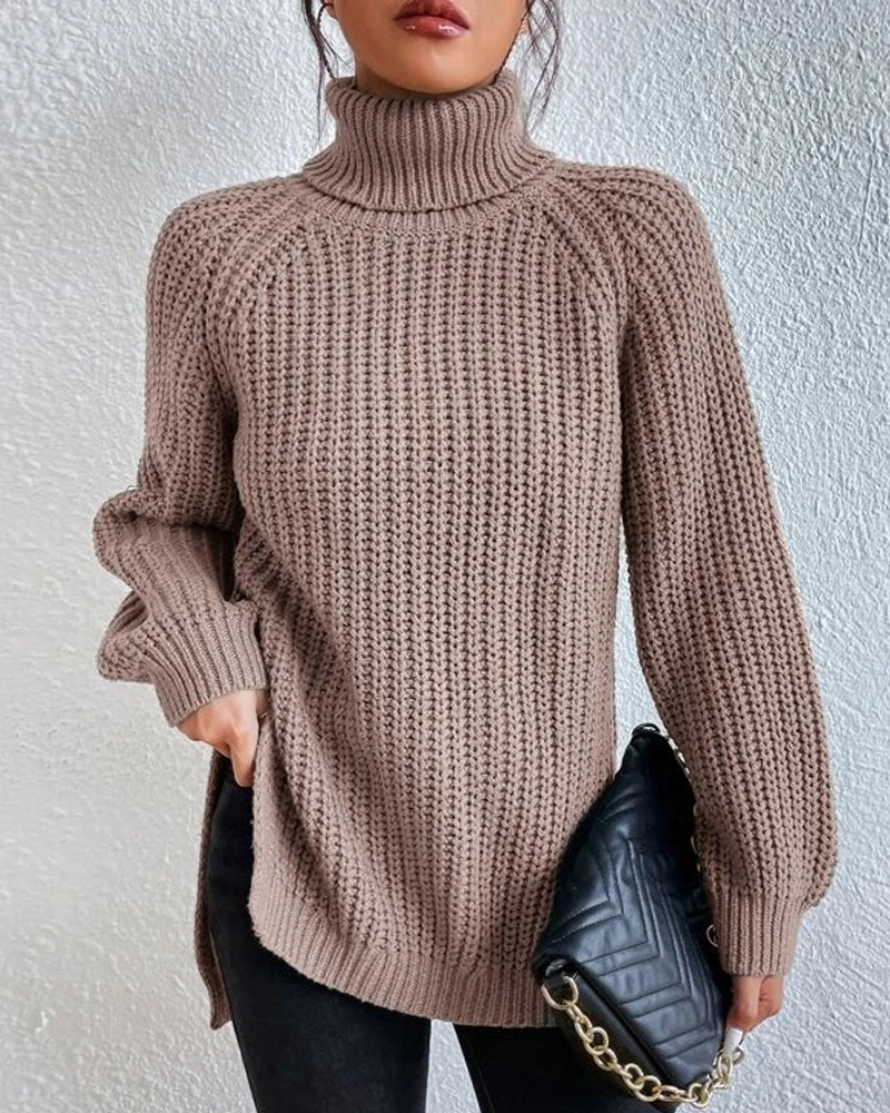 R&B | Pullover - Damen Herbst Strick Rollkragen mit lockerer Passform