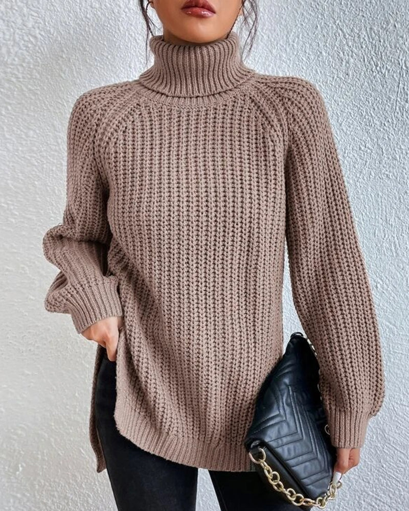R&B | Pullover - Damen Herbst Strick Rollkragen mit lockerer Passform