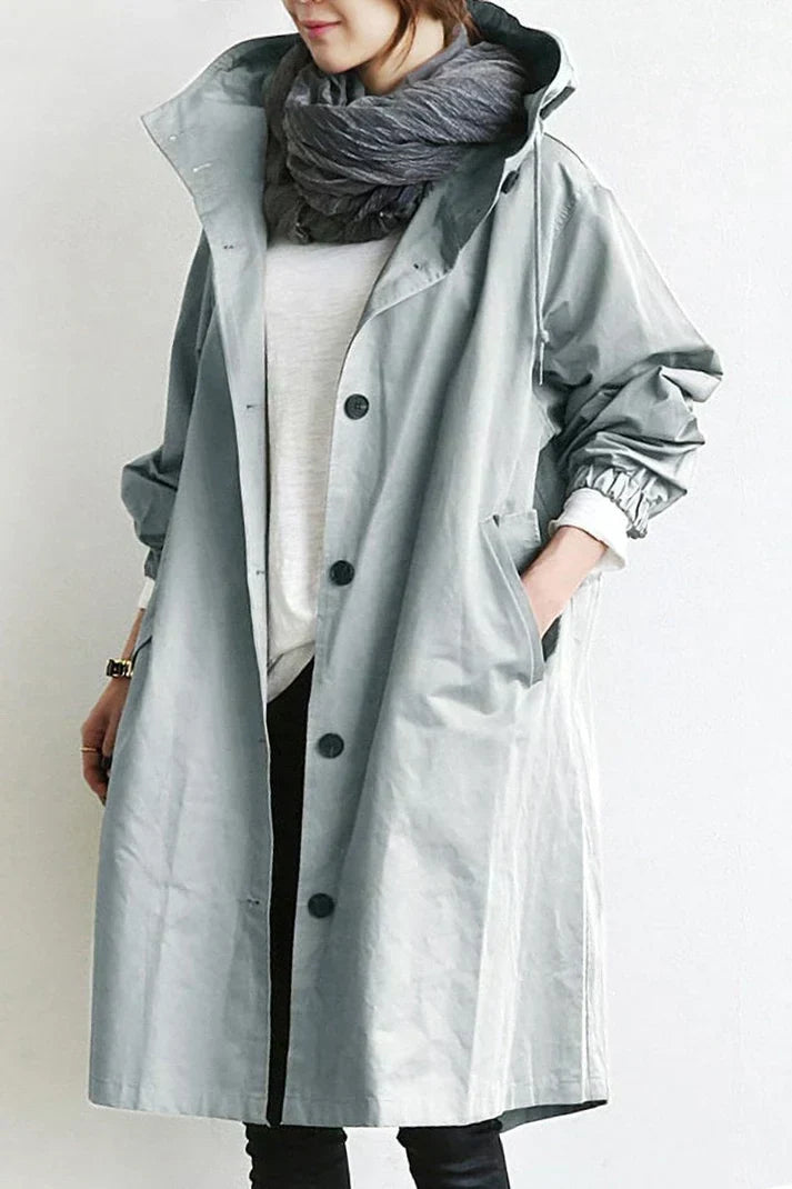 R&B | Trenchcoat mit Kapuze für Frauen Lang, Warm und Perfekt für Den Herbst