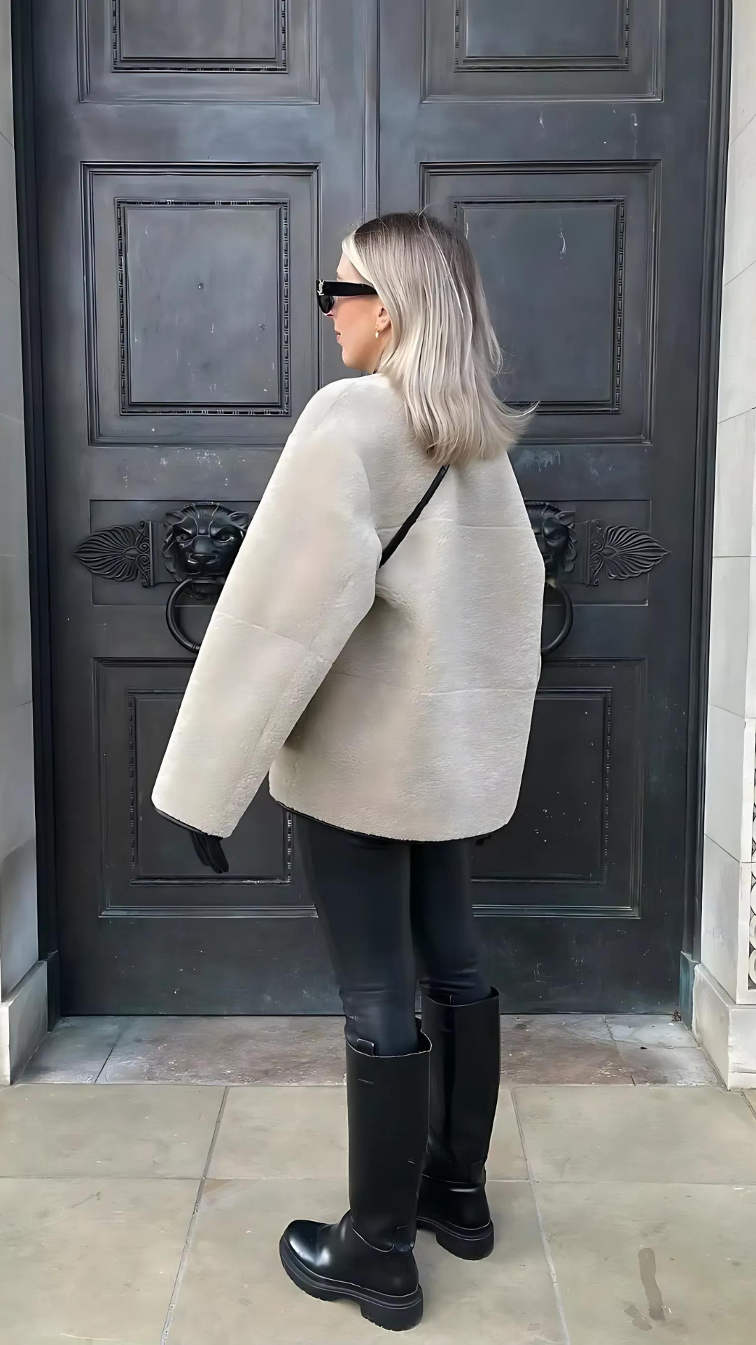 R&B | Leder Damenjacke mit Kunstpelz