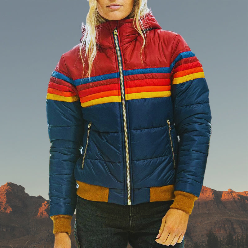 R&B | Gestreifter Farbiger Puffer-Stil, Wasserdicht für Frauen Ideal für Herbst Winter