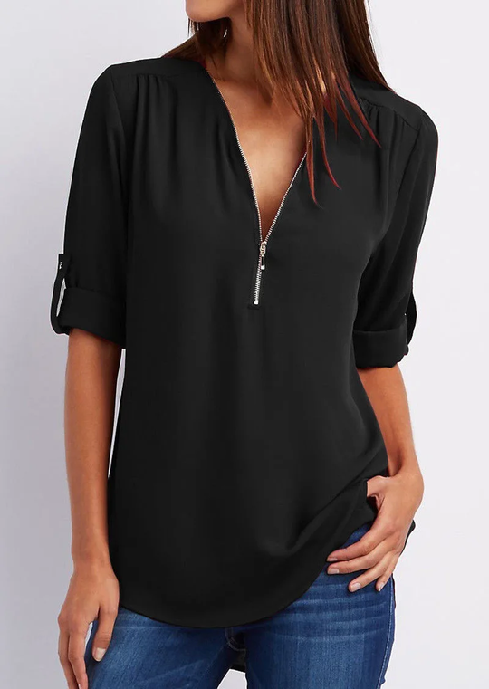 R&B | Chiffonbluse mit Reißverschluss
