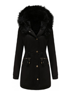 R&B | Pelz Winterjacke für Damen - mit Kapuze und Taschen