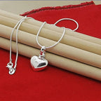 R&B | Sterling Silber Massiv Herz Kette Schlangenkette für Damen