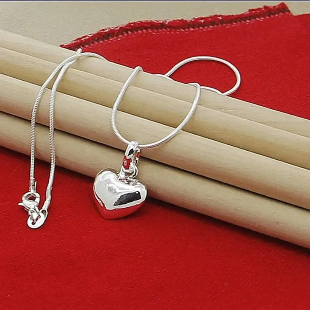 R&B | Sterling Silber Massiv Herz Kette Schlangenkette für Damen