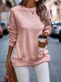 R&B | Eleganter pinker Strickpullover mit seitlichen Knöpfen Ideal für den Winter