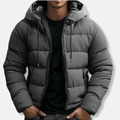 R&B | Gequiltete Kapuzen-Pufferjacke mit Kordelzug Kapuze Reißverschluss Pufferjacke